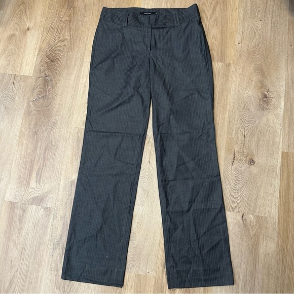 Expozay Pants - Expozay Charcoal Pinstripe Gray Straight-Leg Trousers
